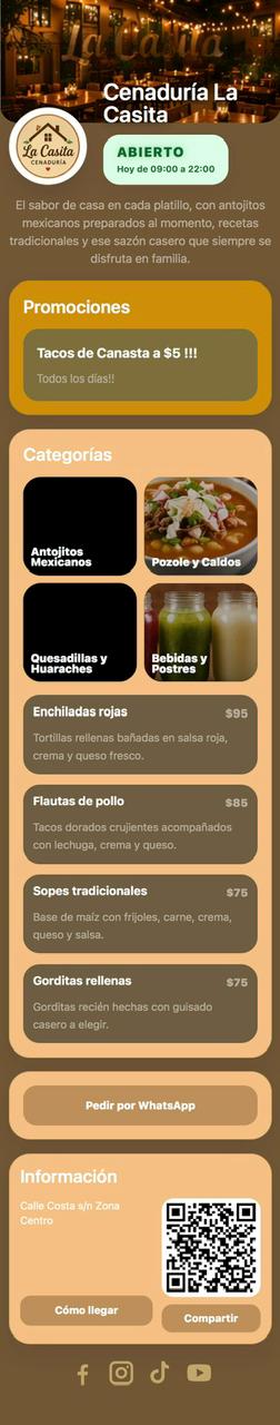 Demo de menú digital para restaurante